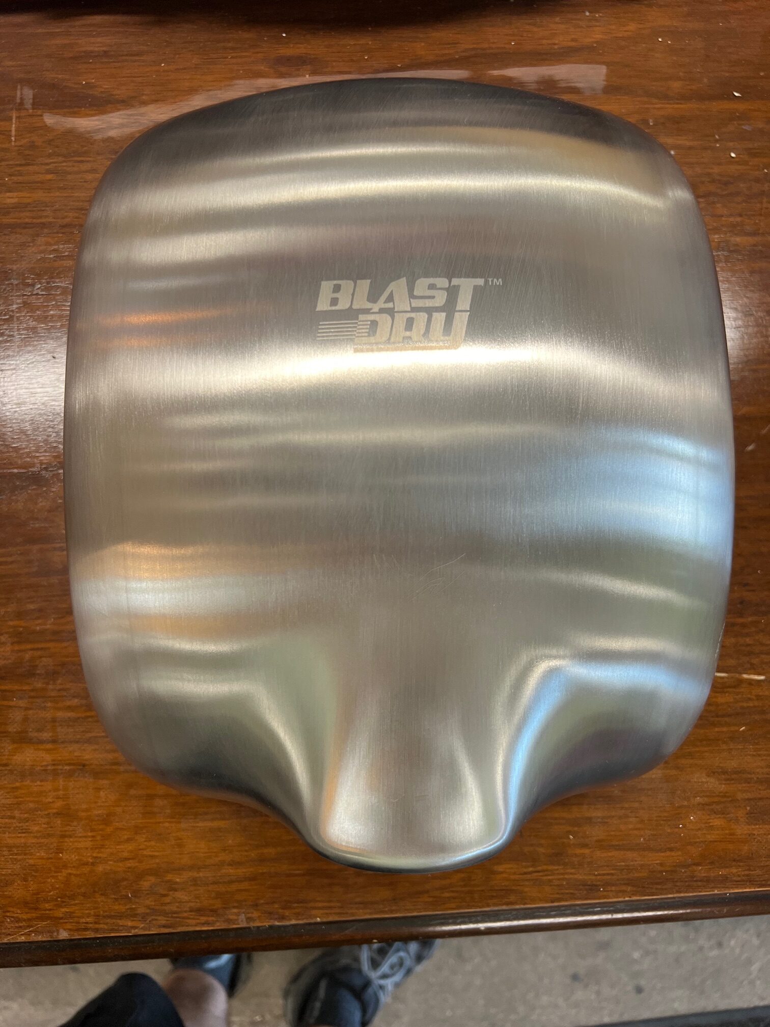 A stainless steel Blast Dry hand dryer, rescued by Building Value for sustainable reuse.