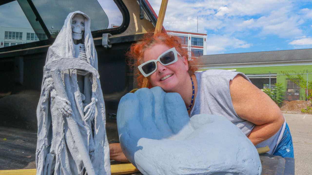 Melissa Bowman, a member of Building Value's Builders Club, shows off her DIY creations. - Photo by Elijah McKenzie Melissa Bowman, a member of Building Value's Builders Club, shows off her DIY creations. - Photo by Elijah McKenzie